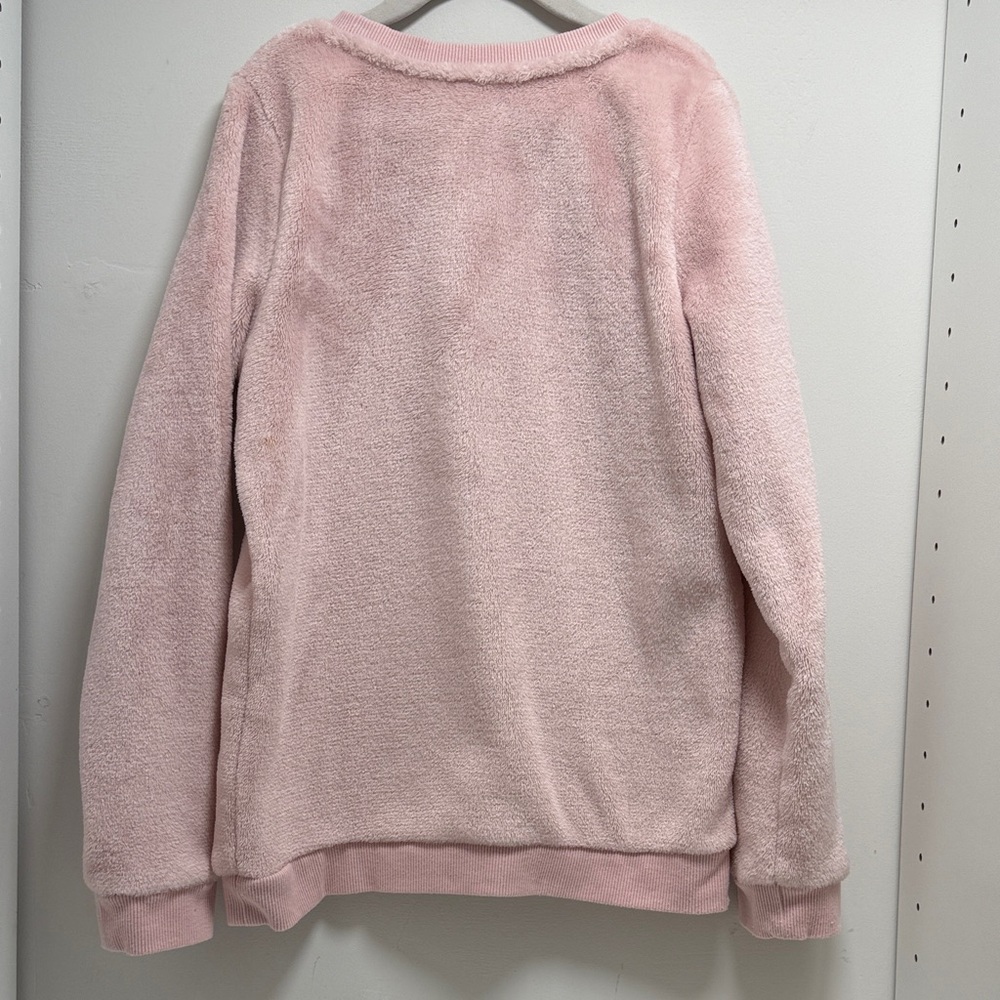 H&M Pink Fleece Sweatshirt with reversible Sequin Fox sz 8-10 - Picture 6 of 10